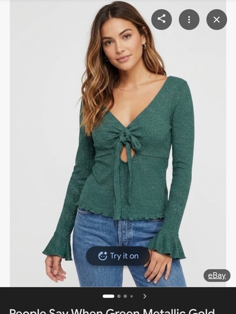 Free People Intimately "Say When"  Long-Sleeve Tie-Front Blouse